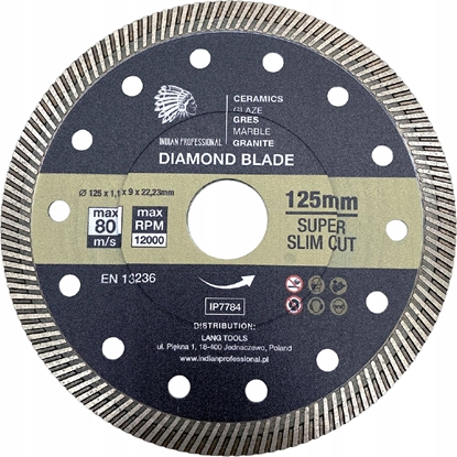 Picture of INDIAN PROFESSIONAL TARCZA DIAMENTOWA 125mm x 1,1mm x 22,2mm SUPER SLIM CUT  /INDIAN PROFESSIONAL
