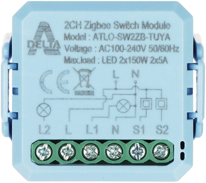 Изображение INTELIGENTNY PRZECZNIK ATLO-SW2ZB-TUYA ZigBee, Tuya Smart