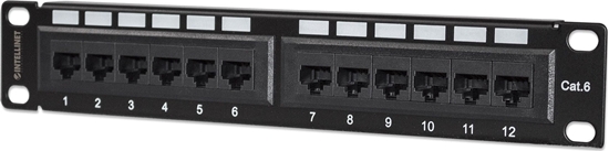 Изображение Intellinet Network Solutions INTELLINET 10" Patchpanel 1HE 12-Port Cat6 UTP schwarz