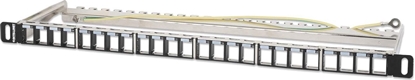Изображение Intellinet Network Solutions INTELLINET 24-Port Patchpanel geschirmt und unbest�ckt 0,5 HE Leerpanel zur 48,26 cm 19-Zoll-Rackmontage f�r Keystone-Jacks schwarz