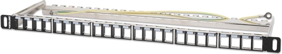 Picture of Intellinet Network Solutions INTELLINET 24-Port Patchpanel geschirmt und unbest�ckt 0,5 HE Leerpanel zur 48,26 cm 19-Zoll-Rackmontage f�r Keystone-Jacks schwarz