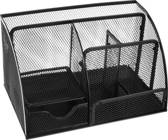 Изображение Iso Trade Przybornik na biurko - 6 kom&#243;r - czarny