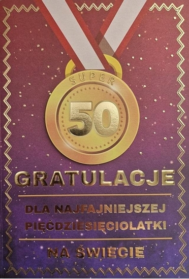 Picture of Yeku Karnet Urodziny 50 medal damskie