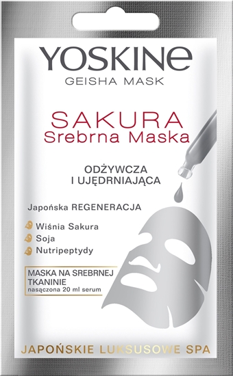 Picture of Yoskine Maseczka do twarzy Geisha Mask Sakura Srebrna Maska odywczo-ujdrniajca 20ml
