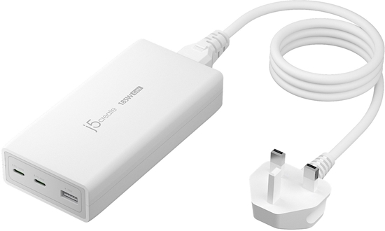 Изображение j5create JUP37185W-FN adowarka do urzdze przenonych Uniwersalne Biay Prd przemienny Szybkie adowanie Wewntrzna