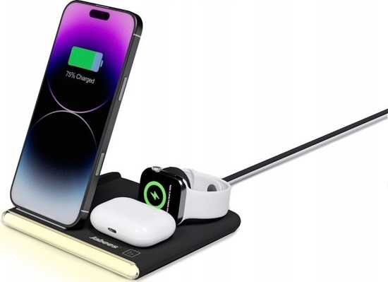 Picture of Jabees PowerGlow 4w1 adowarka QI na Telefon Smartwatch Suchawki Lampa LED / Czarny