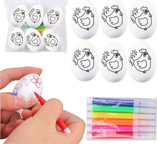 Изображение Jajka Wielkanocne Styropianowe Do Malowania Pisaki Flamastry Kura 6szt
