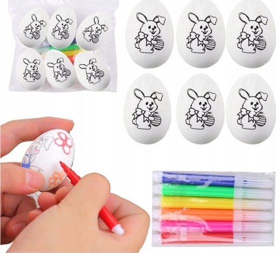 Изображение Jajka Wielkanocne Styropianowe Do Malowania Pisaki Flamastry Myszka 6szt