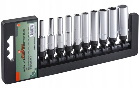 Изображение JONNESWAY KOMPLET NASADEK CALOWYCH DUGICH 10 elem.(1/4" 6-KAT)   S05HD2210S