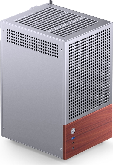 Изображение Jonsbo T6 PC Gehäuse, Mini-Tower, Mini-ITX, Tempered Glass, Holz - silber