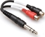 Изображение Kabel Hosa Jack 6.3mm - RCA (Cinch) x2 0.1m czarny (YPR-102)