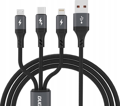 Attēls no Kabel USB Dudao USB-A - USB-C + microUSB + Lightning 1.2 m Czarny (6976625333486)