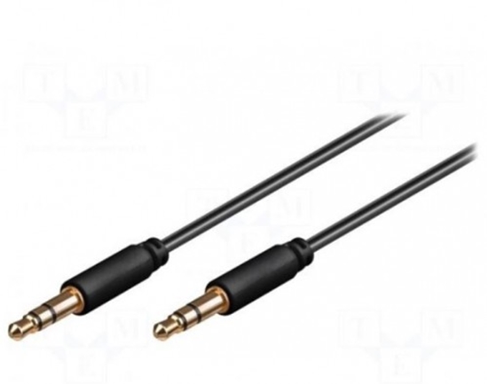 Picture of Kabelis | Jack 3,5 mm 3 kontaktu spraudnis, abās pusēs | 0,5 m | melns | Ø izeja: 2,6 mm