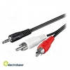 Picture of Kabelis | Jack 3,5 mm 3 kontaktu spraudnis, RCA spraudnis x2 | 5 m | melns