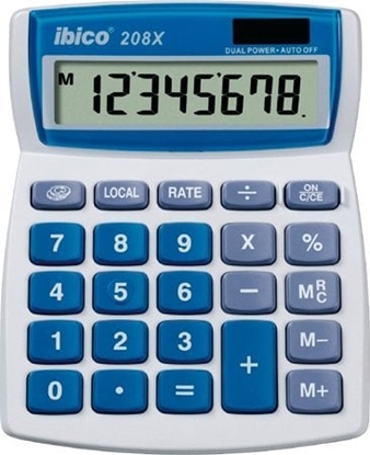Picture of Kalkulator Rexel Rexel Ibico 208X Desktop Calculator White/Blue (Boxed), 109 mm, 155 mm, 155 mm