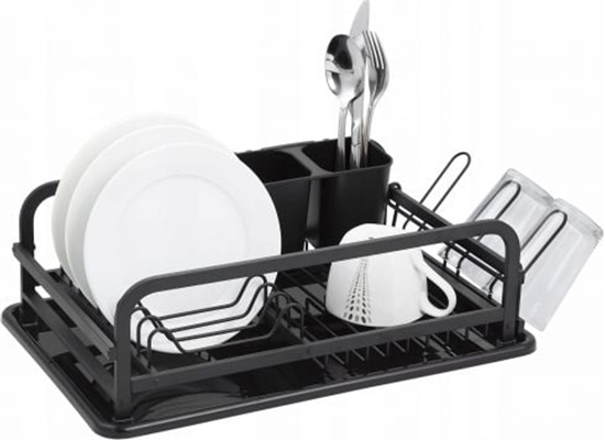 Изображение Kamille Jednopoziomowa czarna suszarka do naczy z ociekaczem