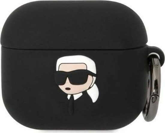 Изображение Karl Lagerfeld Etui Karl Lagerfeld KLA3RUNIKK Apple AirPods 3 cover czarny/black Silicone Karl Head 3D