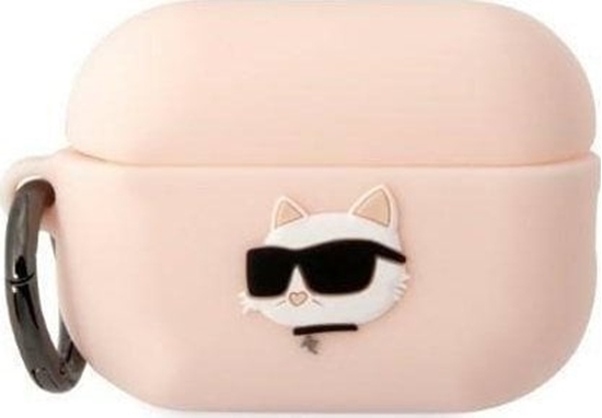 Изображение Karl Lagerfeld Etui Karl Lagerfeld KLAP2RUNCHP Apple AirPods Pro 2 cover róowy/pink Silicone Choupette Head 3D