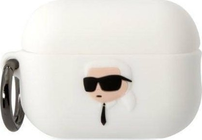 Изображение Karl Lagerfeld Etui Karl Lagerfeld KLAP2RUNIKH Apple AirPods Pro 2 cover biay/white Silicone Karl Head 3D