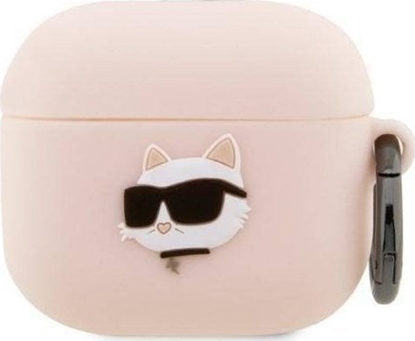 Изображение Karl Lagerfeld Etui KLA3RUNCHP Apple AirPods 3 cover róowy/pink Silicone Choupette Head 3D