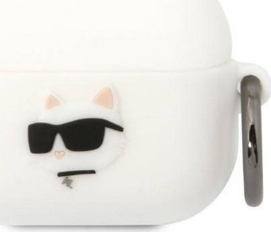 Изображение Karl Lagerfeld Etui KLAPRUNCHH Apple AirPods Pro cover biay/white Silicone Choupette Head 3D