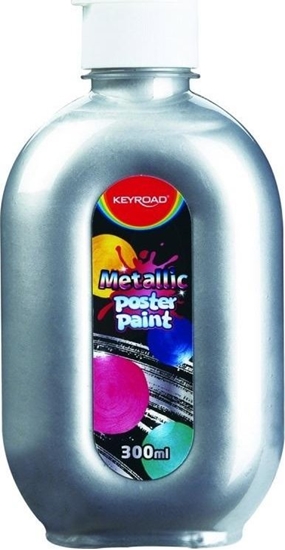 Picture of Keyroad Farba plakatowa KEYROAD, metaliczna, 300ml, butelka, srebrna