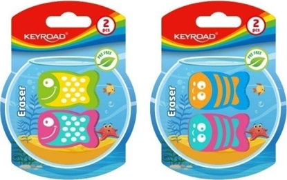 Picture of Keyroad Gumka do cierania KEYROAD Funny Fish, 2 szt., blister, mix Kolorów