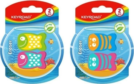 Picture of Keyroad Gumka do cierania KEYROAD Funny Fish, 2 szt., blister, mix Kolorów