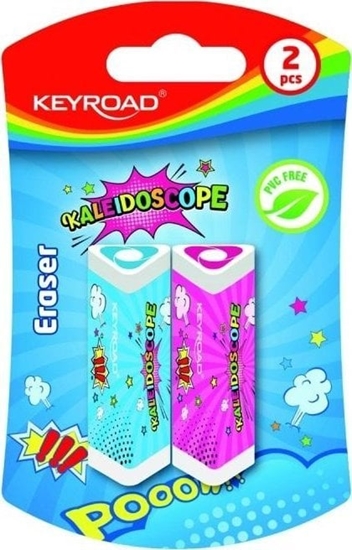 Picture of Keyroad Gumka do cierania KEYROAD Kaleidoscope, trójktna, 2 szt., blister, mix kolorów