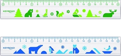 Attēls no Keyroad Linijka plastikowa KEYROAD, 20cm, transparentna z nadrukiem deco, zawieszka