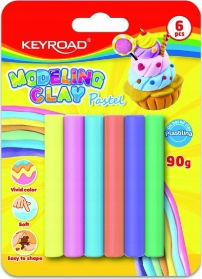 Picture of Keyroad Plastelina KEYROAD, 6x15g, pastel, blister, mix kolorów