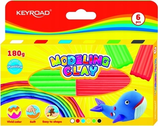 Изображение Keyroad Plastelina KEYROAD, 6x30g, pudeko, mix kolorów