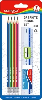 Attēls no Keyroad Zestaw szkolny KEYROAD Pencil Set HB, 7 elementów, blister, mix kolorów