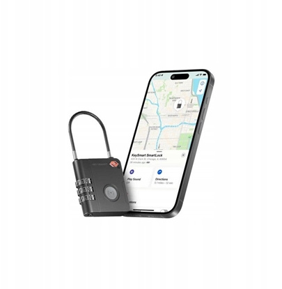 Picture of KeySmart Find My Travel Lock - kódka do walizki z lokalizatorem, kompatybilna z Apple Find My (black)