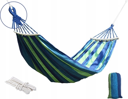 Attēls no KELTIN Hamak ogrodowy 2os z drewnianym stabilizatorem 190x150cm 200kg (15)