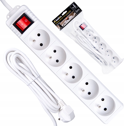 Attēls no KELTIN Przeduacz elektryczny  listwa zasilajca biaa 5 gniazd 3m (40)