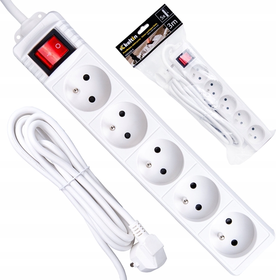 Picture of KELTIN Przeduacz elektryczny  listwa zasilajca biaa 5 gniazd 3m (40)