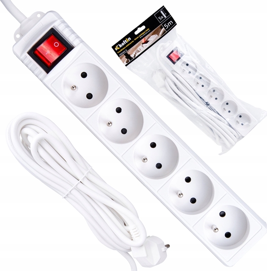 Picture of KELTIN Przeduacz elektryczny  listwa zasilajca biaa 5 gniazd 5m (40)