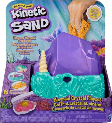 Изображение Kinetic Sand , Mermaid Crystal Playset, Over 1lbs of Play Sand, Gold Shimmer Sand, Storage and Tools, Sensory Toys for Kids Ages 3 and up