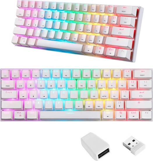 Picture of Klawiatura Motospeed Bezprzewodowa klawiatura mechaniczna Motospeed SK62 Biaa (czerwone przeczniki)