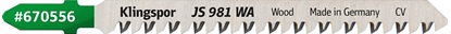 Attēls no Klingspor KLINGSPOR BRZESZCZOT DO WYRZYNARKI 130x8x1,7mm JS 981 WA /5szt.