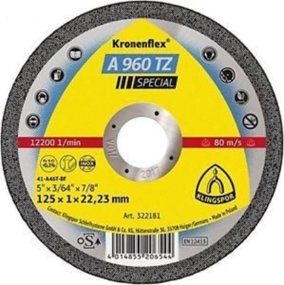Attēls no Klingspor Tarcza do cicia metalu 125mm x 1,0mm x 22,2mm A960 TZ Special (K322181)