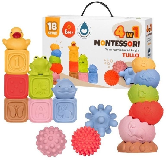 Изображение Klocki sensoryczne Zestaw Montessori 18szt