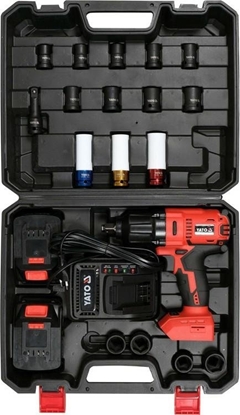Attēls no Klucz udarowy Yato Klucz udarowy 1/2" 18V Li-on 2x3Ah zestaw 21 elementów YT-82807