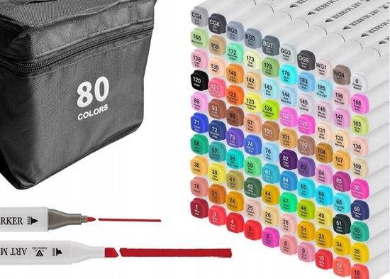 Изображение Kolorowe markery , flamastry dwustronne zestaw 80szt biae