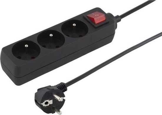 Picture of Konnoc DX-3FS 5m trojzásuvka s vypínaem ERNÁ