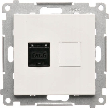 Attēls no Kontakt-Simon Gniazdo komputerowe RJ45 Kontakt-Simon 55 T61.01/111 pojedyncze kategoria 6, z przeson przeciwkurzow modu biay mat