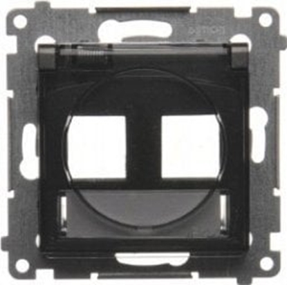 Изображение Kontakt-Simon Pokrywa gniazd teleinformatycznych Kontakt-Simon 54 DKP2B.01/48A IP44 na Keystone paska podwójna z polem opisowym z klapk transparentn antracyt