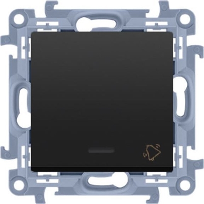 Attēls no Kontakt-Simon Przycisk dzwonek Kontakt-Simon Simon 10 CD1L.01/49 z podwietleniem LED modu 10AX, 250V~, zaciski rubowe czarny mat