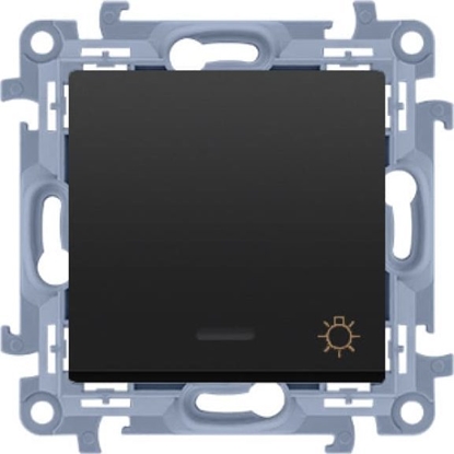 Attēls no Kontakt-Simon Przycisk wiato Kontakt-Simon Simon 10 CS1L.01/49 z podwietleniem LED modu 10AX, 250V~, zaciski rubowe czarny mat